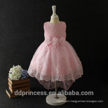 Hot selling elegant short front long back pink boutique baby girl wedding party ball gown prom dress